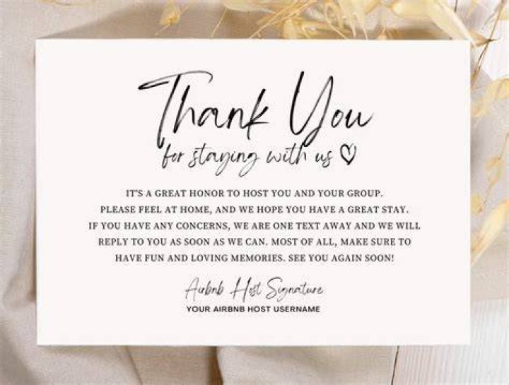 Airbnb Host Thank You Card Template Editable Canva Airbnb Etsy Australia