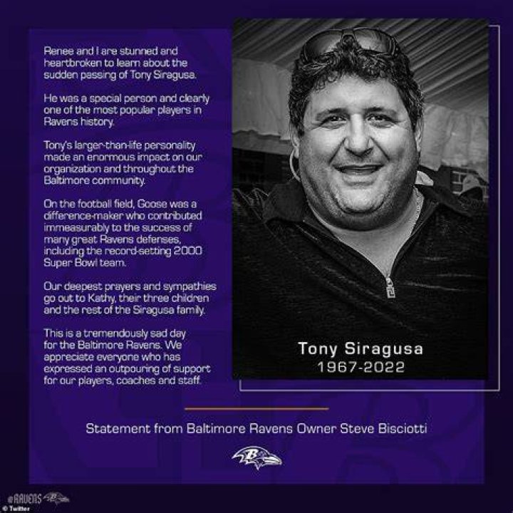 Beloved Ravens star Tony Siragusa dies 'in his sleep' at age 55 Daily