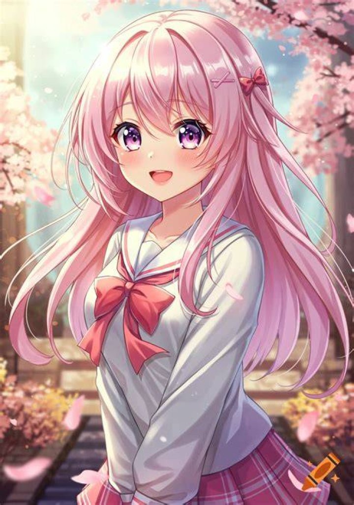 Cute Girl With Pink Hair Free Clip Art