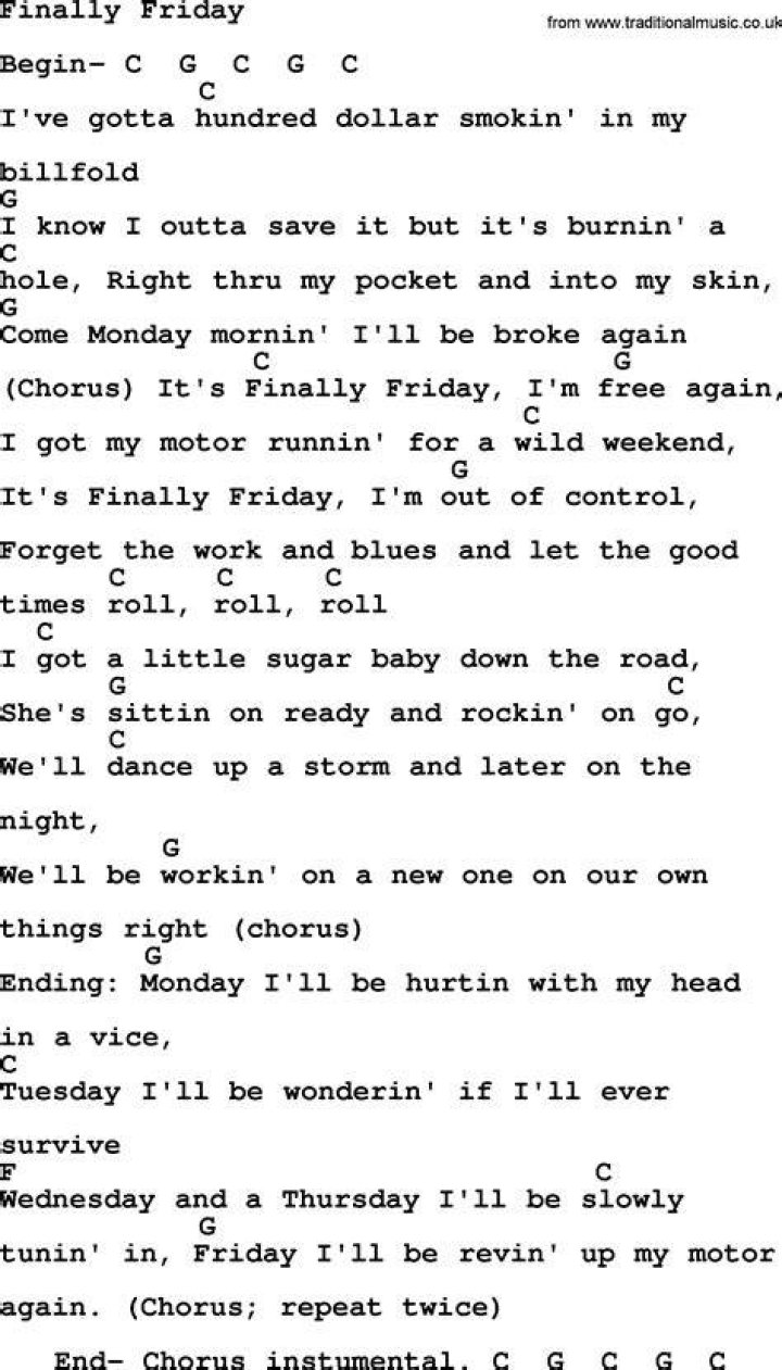 FINALLY FRIDAY CHORDS by Jones ChordLines