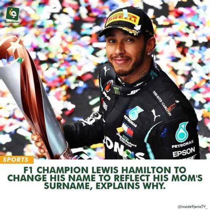 Lewis Hamilton changing his name to include mother's surname