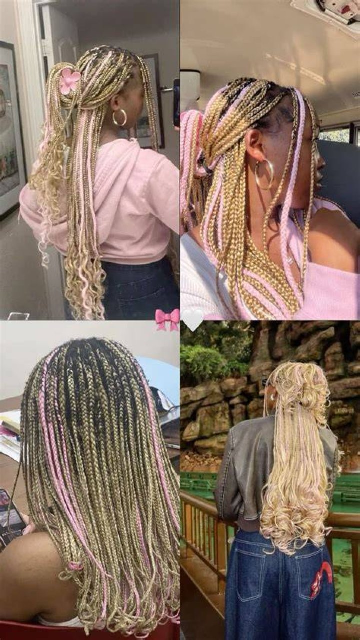Pink and blonde box braids pink blonde 613 boxbraids hair 
