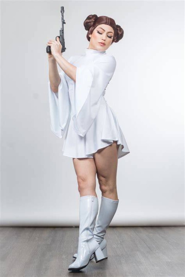 Princess Leia cosplay worn by Nicolemarie Jean on her Instagram