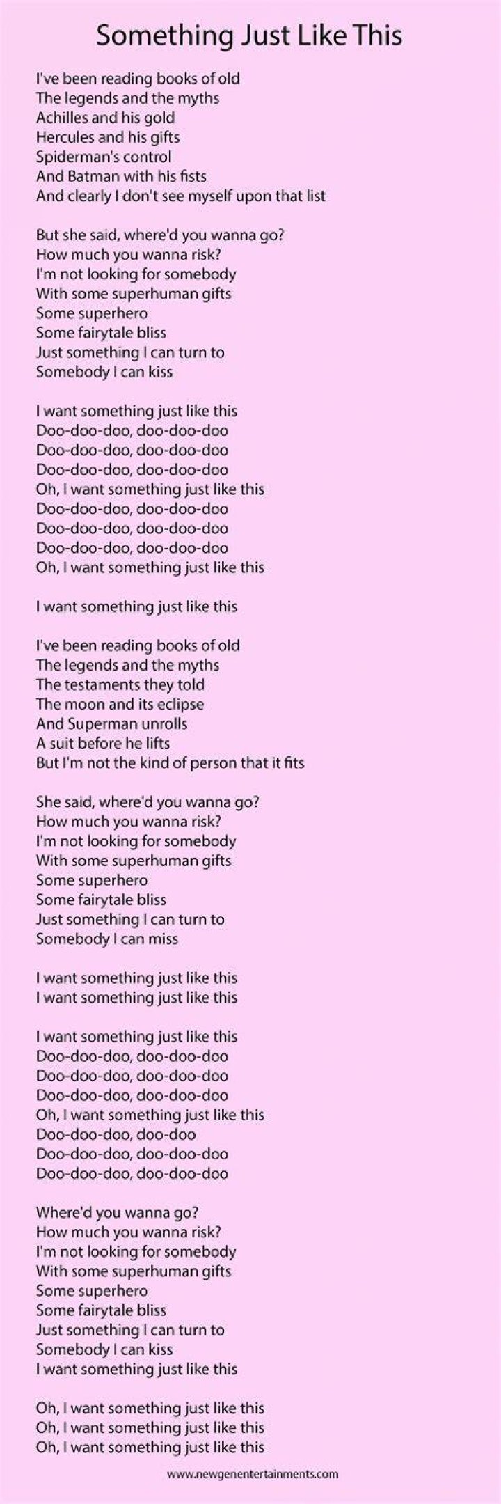 Something Just Like This Parole D&eacute;tails du produit