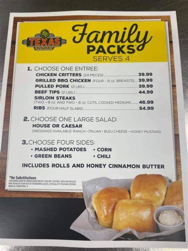 Texas Roadhouse Family Packs To Go